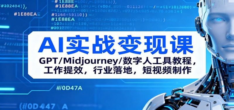 AI实战变现课：GPT/Midjourney/数字人工具教程，工作提效，行业落地，短视频制作-云创智库