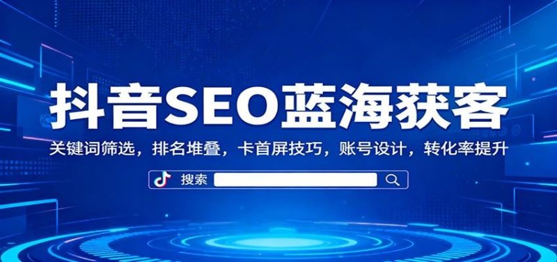 抖音SEO蓝海获客：关键词筛选，排名堆叠，卡首屏技巧，账号设计，转化率提升-云创智库