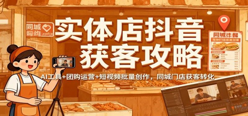 实体店抖音获客攻略：AI工具+团购运营+短视频批量创作，同城门店获客转化-云创智库