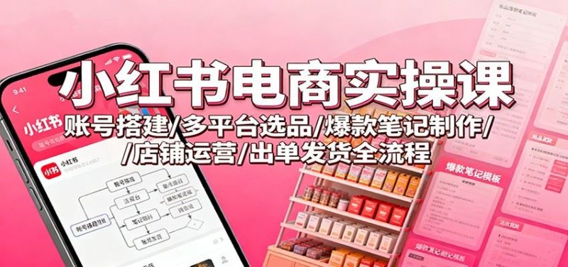 小红书电商实操课：账号搭建/多平台选品/爆款笔记制作/店铺运营/出单发货全流程-云创智库