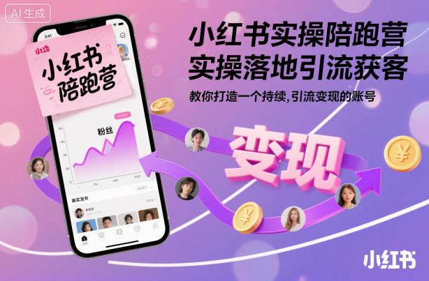 小红书实操陪跑营，实操落地引流获客，教你打造一个持续引流变现的账号-云创智库