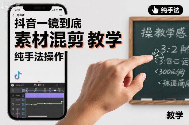 抖音一镜到底素材混剪教学，纯手法操作-云创智库