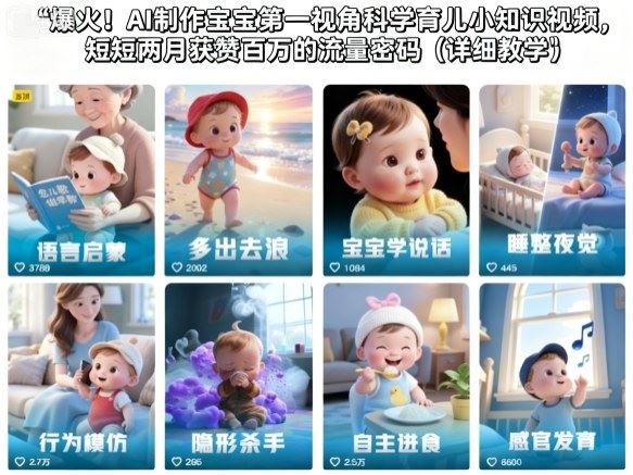 爆火！AI制作宝宝第一视角科学育儿小知识视频，短短两月获赞百万的流量密码（详细教学）-云创智库