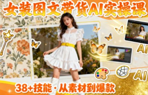 女装图文带货的AI实操课，覆盖38个实用技能，快速提升素材制作效率-云创智库