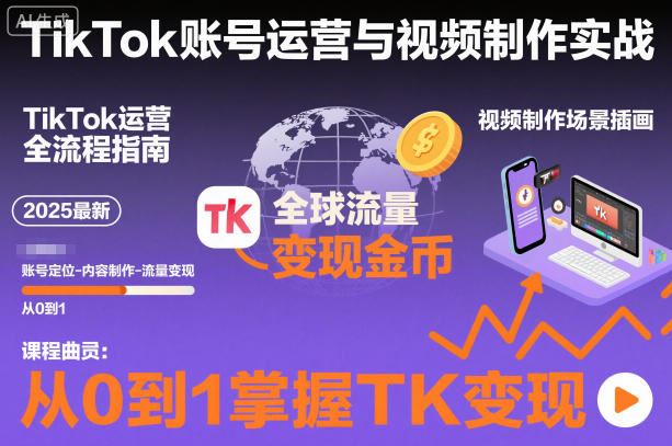 2025最新TikTok账号运营与视频制作实战全流程，从0到1掌握TK变现（含11月最新TK搬运技术）-云创智库