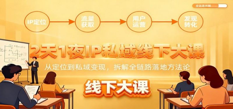 2天1夜IP私域线下大课：从定位到私域变现，拆解全链路落地方法论-云创智库