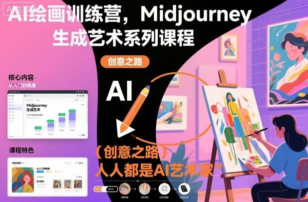 AI绘画训练营，Midjourney生成艺术系列课程，人人都是AI艺术家-云创智库