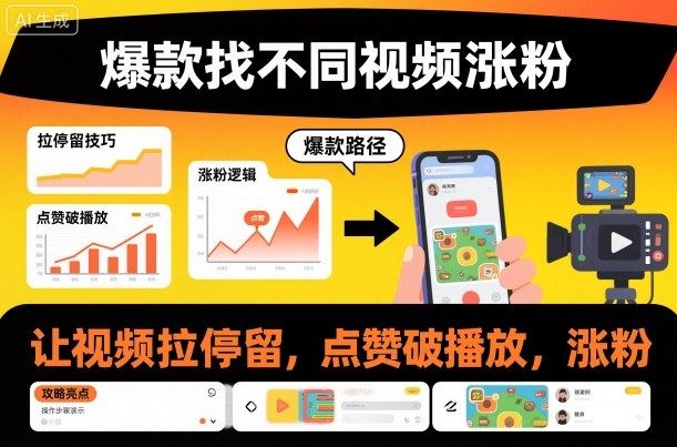 爆款找不同视频涨粉，让视频拉停留，实现点赞，破播放，涨粉-云创智库
