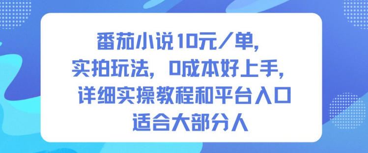 番茄小说10米每单，实拍玩法，0成本好上手，详细实操教程和平台入口适合大部分人-云创智库