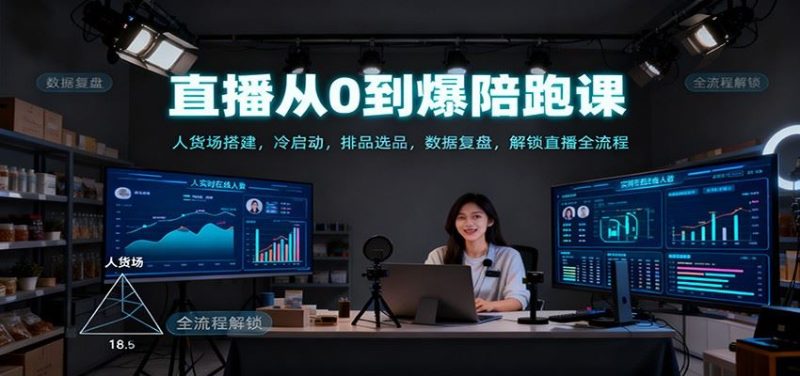 直播从0到爆陪跑课：人货场搭建，冷启动，排品选品，数据复盘，解锁直播全流程-云创智库