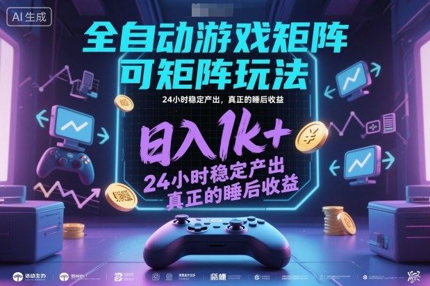 全自动游戏掘金，可矩阵操作，日入1k+，24小时稳定产出，真正的睡后收益【揭秘】-云创智库