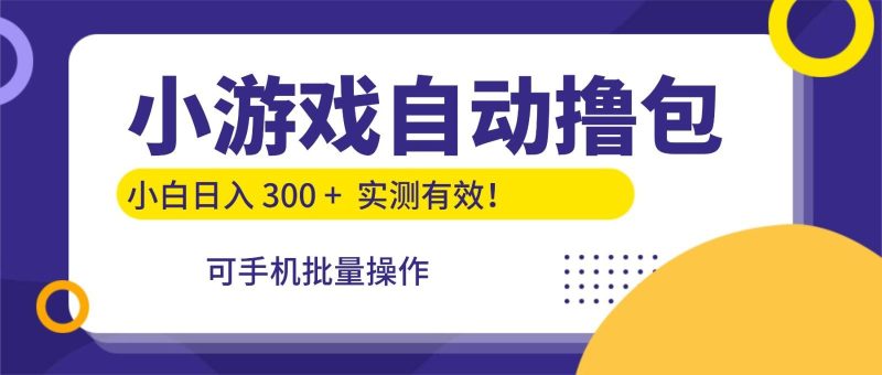 小游戏自动撸包，手机批量操作，小白日入300 +-云创智库
