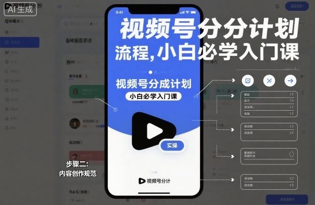 视频号分成计划实操流程，小白必学入门课-云创智库