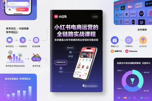 小红书电商运营的全链路实战课程，系统覆盖从账号搭建到商业变现的完整流程-云创智库