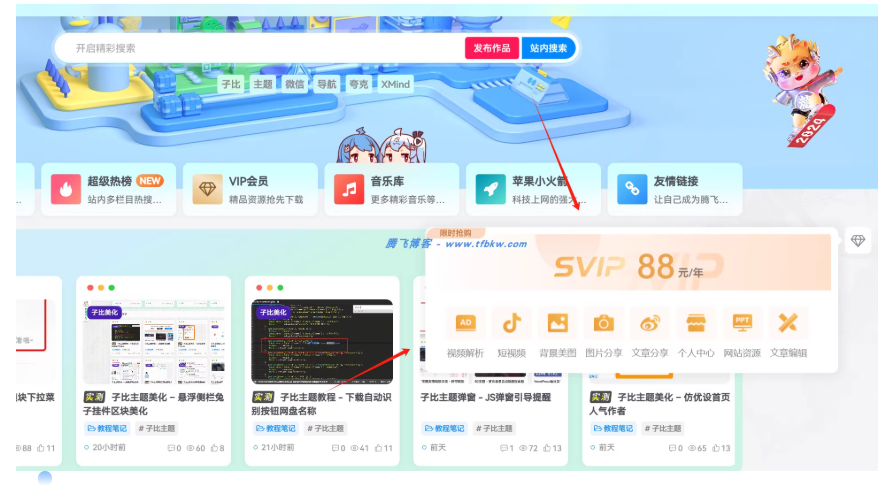 子比主题美化 – VIP会员介绍悬浮按钮-云创智库