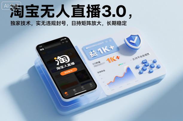 淘宝无人直播3.0，独家技术，实无违规封号，日收益1k+，支持矩阵放大，长期稳定【揭秘】-云创智库