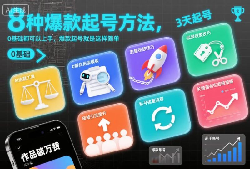 8种爆款起号方法，0基础都可以上手，爆款起号就是这样简单-云创智库
