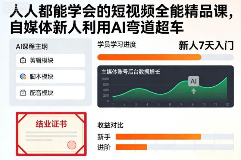 人人都能学会的短视频全能精品课，自媒体新人利用AI弯道超车-云创智库