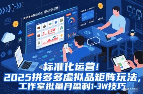 标准化运营！2025拼多多虚拟品矩阵玩法，工作室批量月盈利1-3W技巧【揭秘】-云创智库