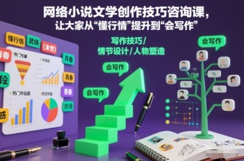 网络小说文学创作技巧咨询课，让大家从“懂行情”提升到”会写作”的高度-云创智库