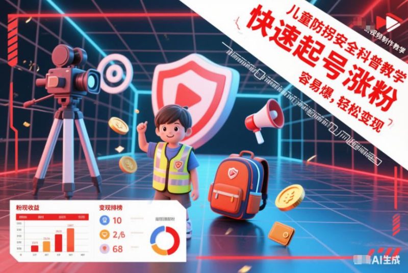 儿童防拐安全科普知识视频制作教学，快速起号涨粉，容易爆，轻松变现-云创智库