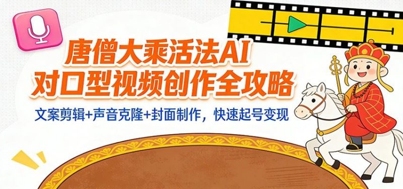 “大乘活法”AI对口型视频创作全攻略：文案剪辑+声音克隆+封面制作，快速起号变现-云创智库