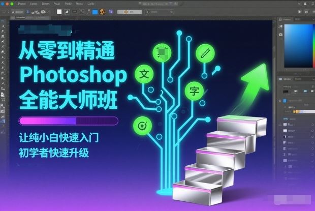 从零到精通Photoshop全能大师班，让纯小白快速入门，初学者快速升级-云创智库