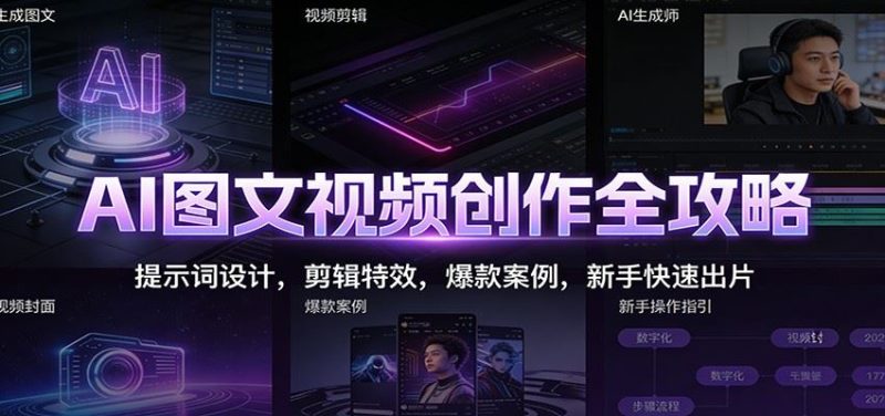 AI图文视频创作全攻略：提示词设计，剪辑特效，爆款案例，新手快速出片-云创智库