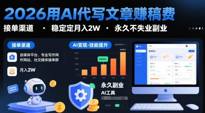 2026用AI代写文章賺稿费，提供接单渠道，稳定月入2W，永久不失业副业-云创智库