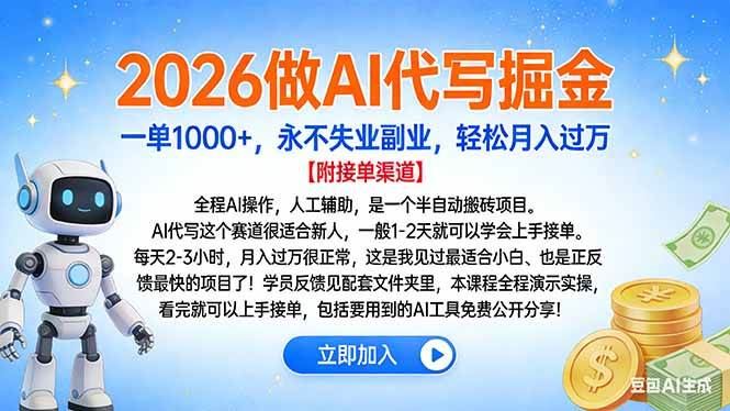 （16924期）2026做AI代写掘金，一单1000+，永不失业副业，轻松月入过万-云创智库