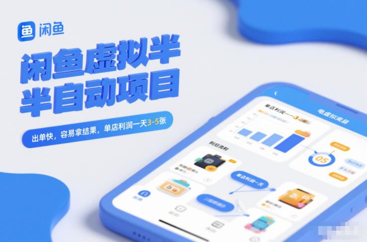 闲鱼虚拟半自动项目，出单快，容易拿结果，单店利润一天3-5张-云创智库