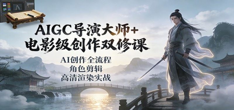 AIGC导演大师+电影级创作双修课：AI创作全流程、角色剪辑、高清渲染实战-云创智库