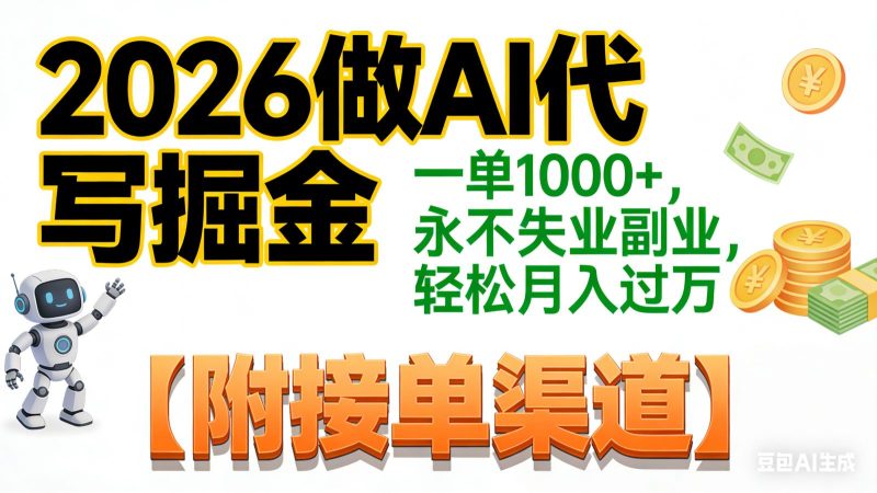 2026做AI代写掘金，一单1000+，永不失业副业，轻松月入过万,【附接单渠道】-云创智库