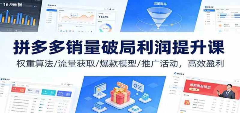 拼多多销量破局利润提升课：权重算法/流量获取/爆款模型/推广活动，高效盈利-云创智库
