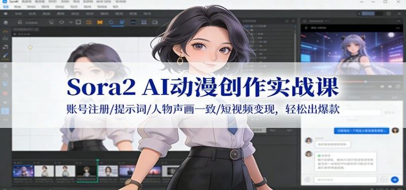 Sora2 AI动漫创作实战课：账号注册/提示词/人物声画一致/短视频变现，轻松出爆款-云创智库